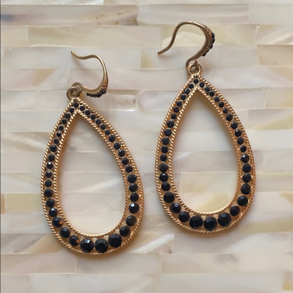Black And Gold Statement Earrings. Never Worn! - image 1